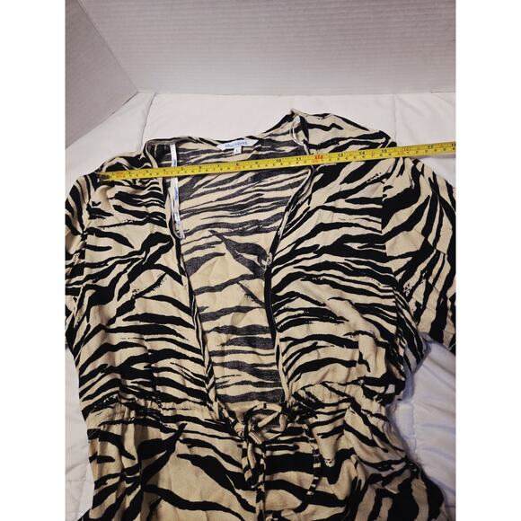 Blue Island Sz L Beige Black Zebra Print Striped Swimsuit Cover-up Beach Vacatio - Picture 5 of 9